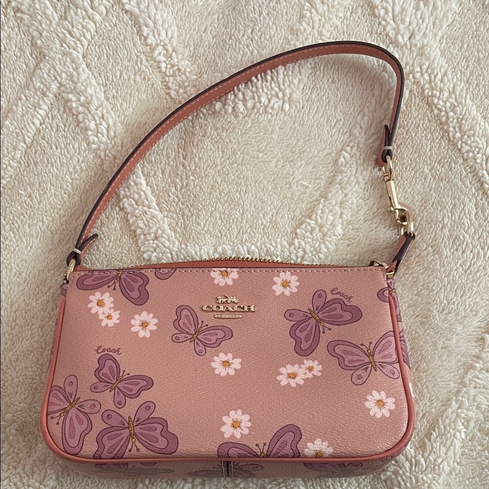 Coach Pink and Purple Butterfly Print Wristlet